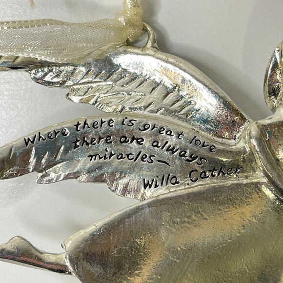 Angel Pewter Ornament Where Is Greater Love There Are Always Miracles Engravable - Picture 3 of 10